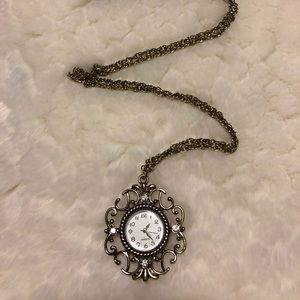 Gold Clock Pendant Necklace
